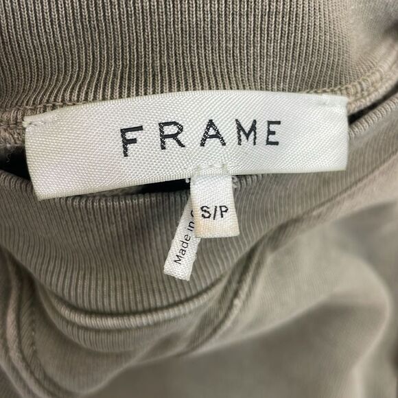 Frame Womens Long Sleeve Crew Neck Sweatshirt Green Cotton Size Small Petite - Picture 9 of 12